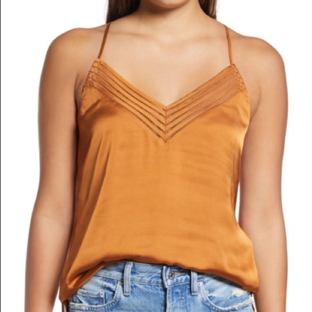 Satin Lattice Detail Camisole Bronze size small